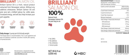 Brilliant Norwegian Salmon Oil for Dogs, Cats, Horse, Ferret - Pure Omega 3, 6 & 9 Fish Oil Food Treats Supplement for Natural Coat, Immune Support, Itchy Skin, Joint & Brain Health - 40 Oz - Image 9
