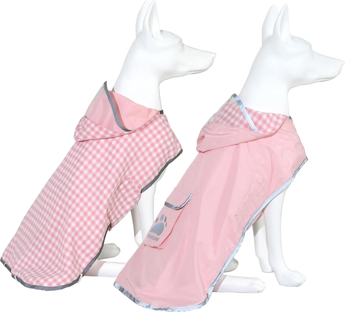 MAMORE Dog Raincoat Reversible,Waterproof Dog Rain Coat Hooded Slicker Poncho with Reflective Strip, Plaid Double Layer Rain Jacket for Small Medium Large Dogs (Light Blue, X-Small(4-9lb)) - Image 13