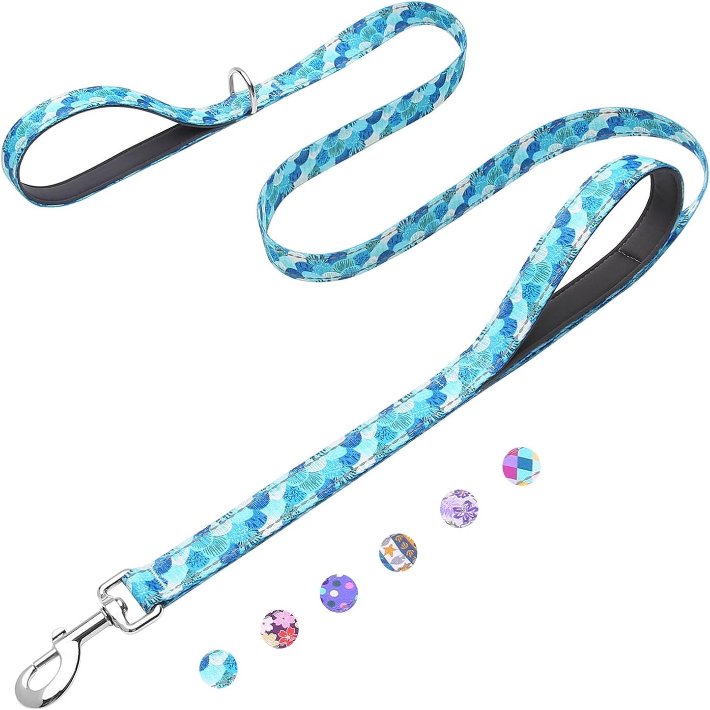 Reflective 6ft Dog Leash with Two Padded Handles, Heavy Duty Strong Nylon Pet Leash with Soft Neoprene Handle for Small Medium Large Dogs, Colorful Geometric - Image 13
