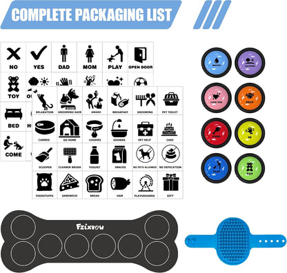 Waterproof rubber button mat holding recordable pet training buzzers