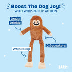 Barkbox Sasquatch Josh toy being held to show whip-n-flip arms