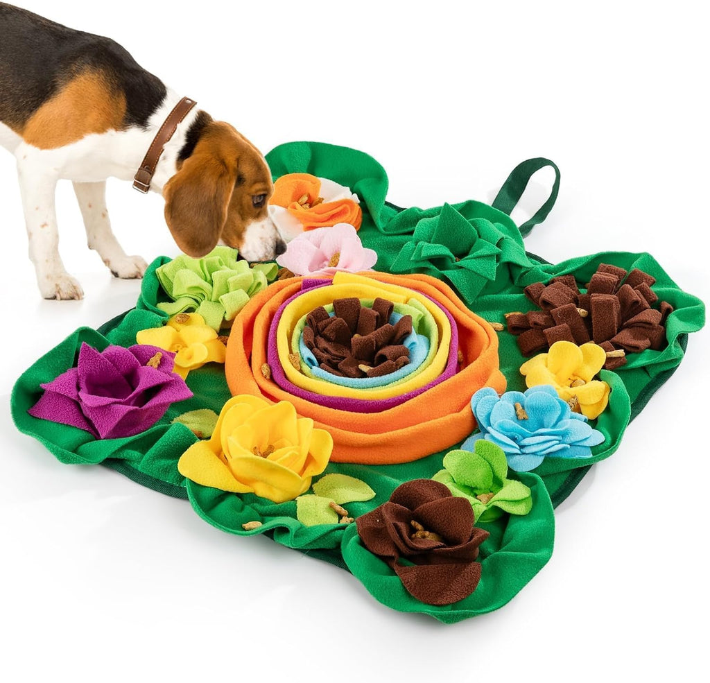 Puhohun Snuffle Mat for Dogs front view with colorful floral pattern