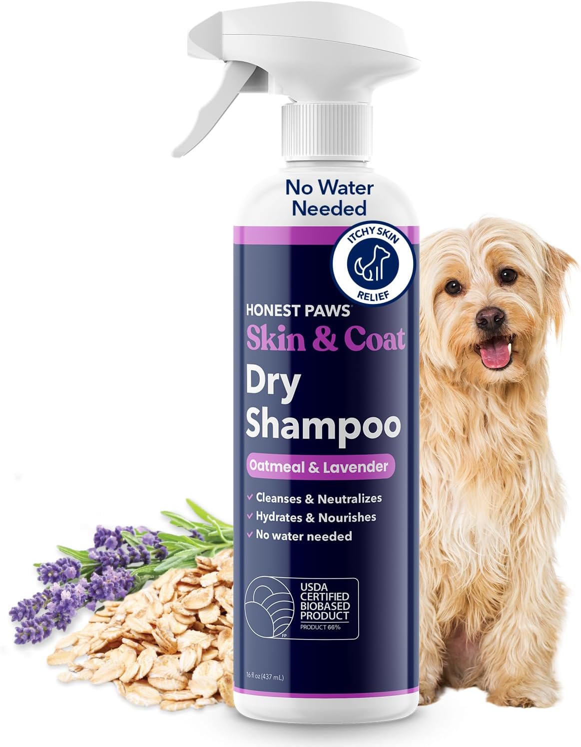 Honest Paws Dog Dry Shampoo - Waterless No Rinse Foaming Formula Reducing Itch Cleanse Hydrate Nourish Dry Skin and Smelly Coat Help Decrease Odor Shedding and Allergies - Oatmeal & Lavender - 6.3 oz - Image 10