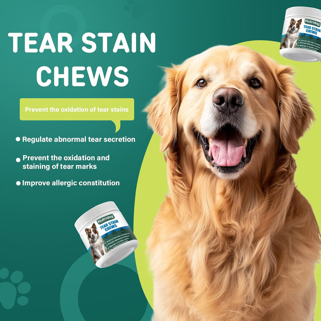 Tear Stain Chews for Dogs - Dog Tear Stain Remover & Supplement with Antioxidant Blend, Vitamin C, Lutein - 120ct Beef Flavor Soft Chews for Eye Health & White Fur Care (ND-038) - Image 9