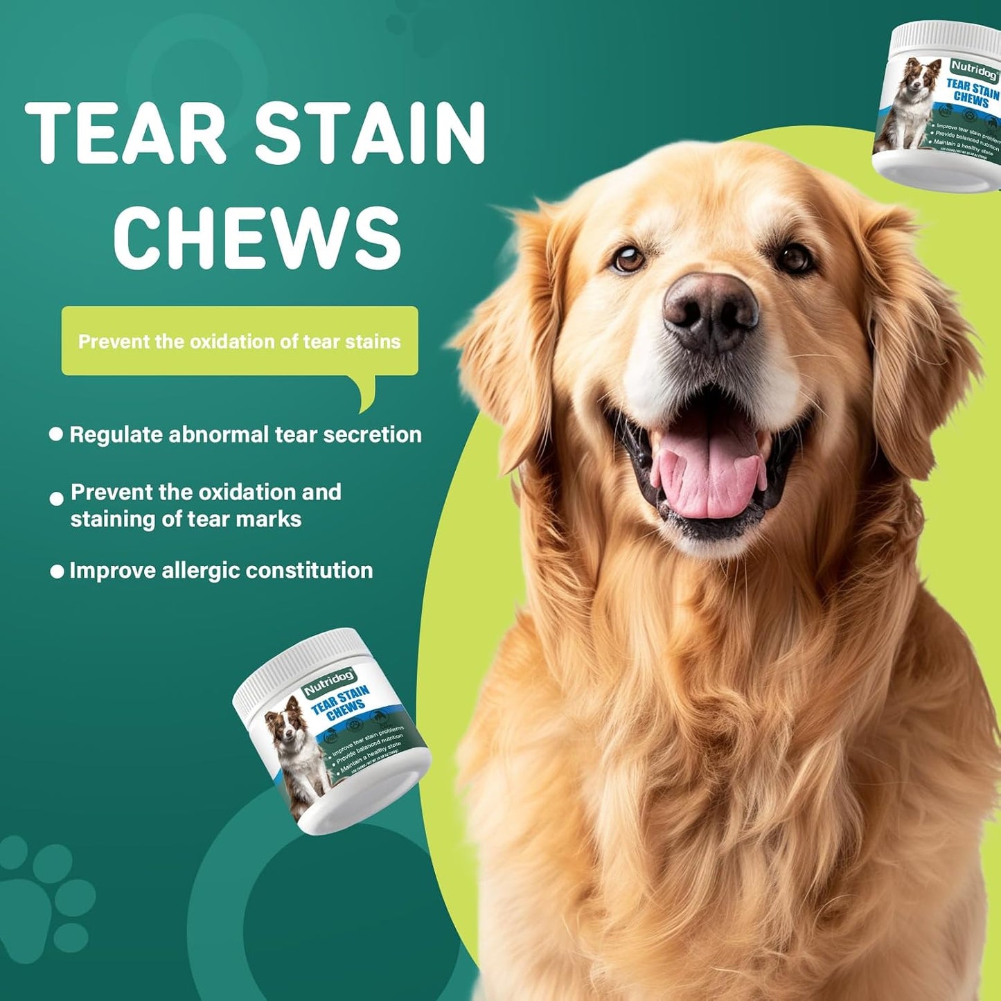 Tear Stain Chews for Dogs - Dog Tear Stain Remover & Supplement with Antioxidant Blend, Vitamin C, Lutein - 120ct Beef Flavor Soft Chews for Eye Health & White Fur Care (ND-038) - Image 9