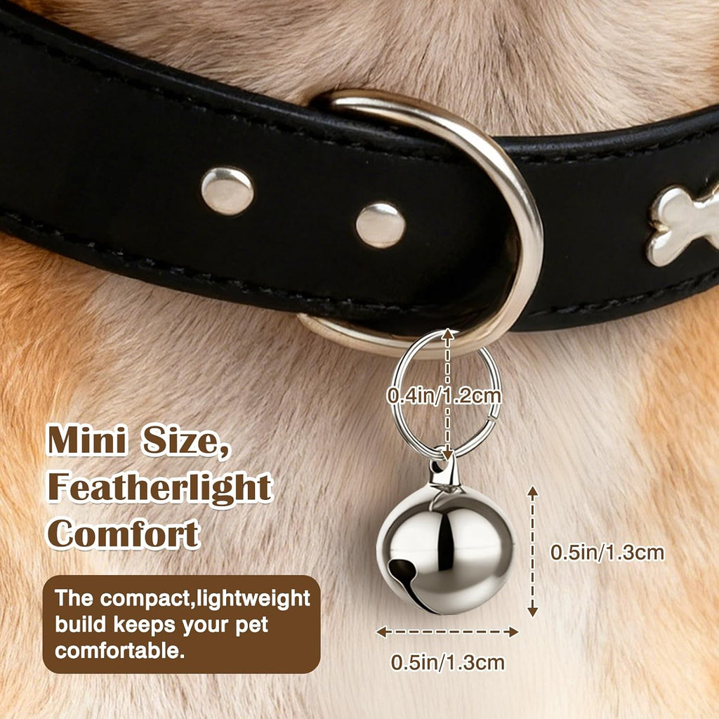Lightweight silver tracking bells for cats and dogs highlighting sturdy metal build