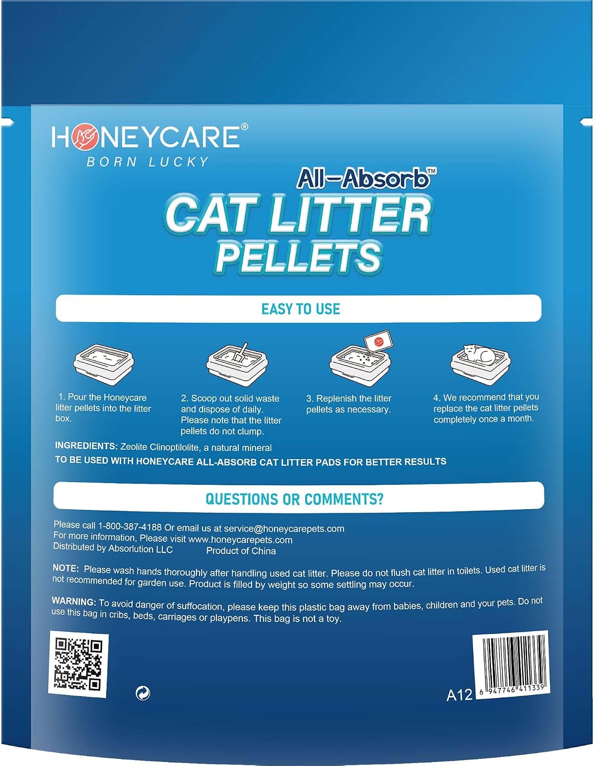 Honey Care All-Absorb cat litter odor control pellets
