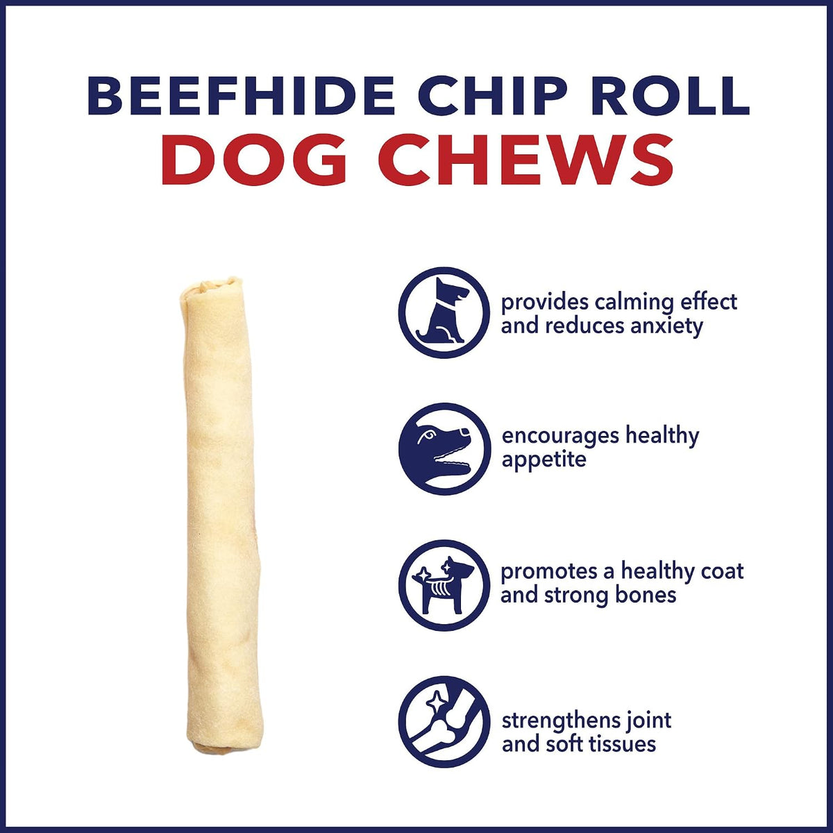 Close up of Pet Factory USA beefhide dog chew bones