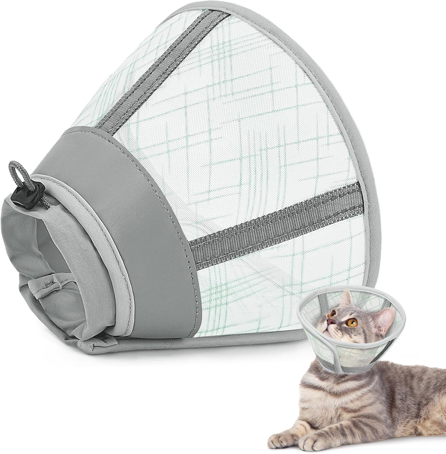 Supet Cat Cone Collar Soft, Air Mesh Recovery Collar to Stop Licking, Breathable Neck Cone Alternative, Lightweight Cat Head Cone Anti Scratch (Orange,S) - Image 9