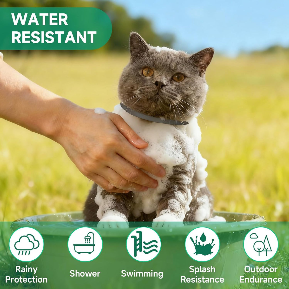 Waterproof feature detail on Weallin cat flea treatment collar