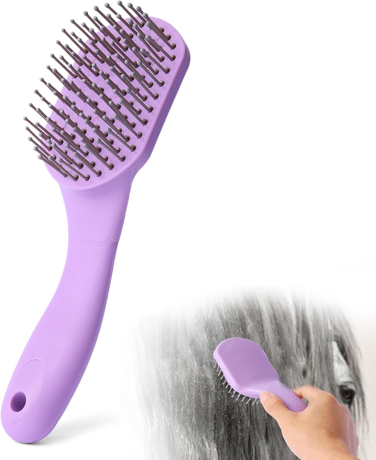 Uylkm horse mane and tail brush front view purple