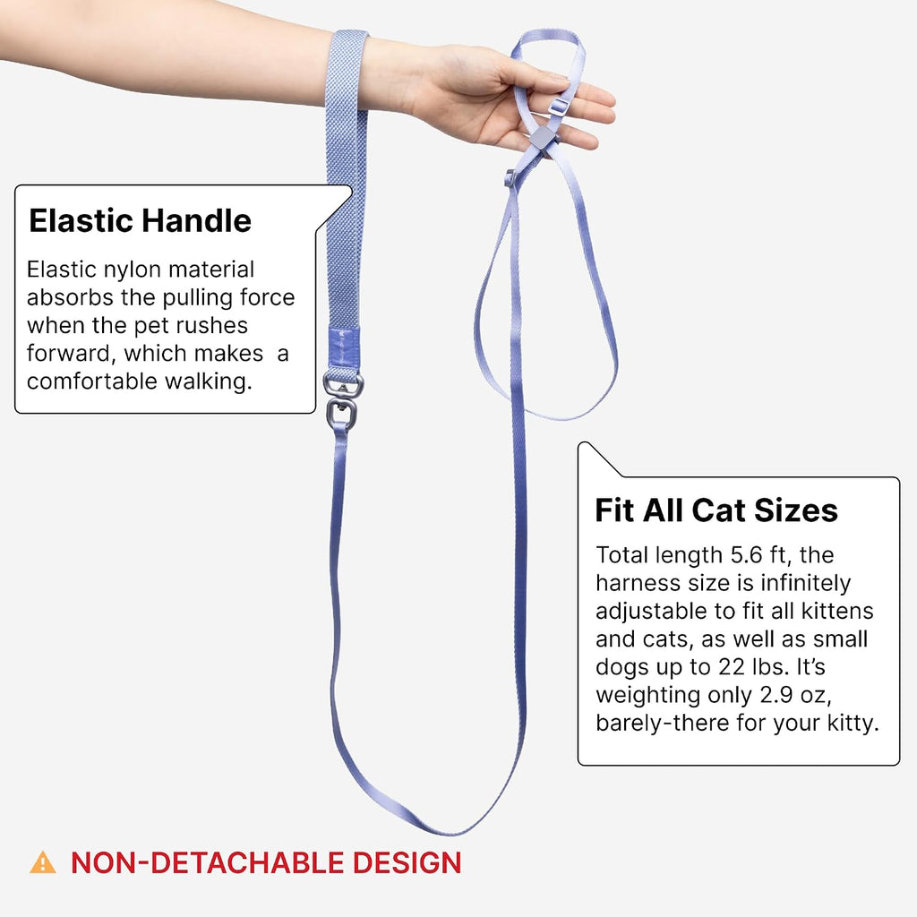 BuddyArmor lightweight purple cat harness laid flat illustrating the figure eight construction.