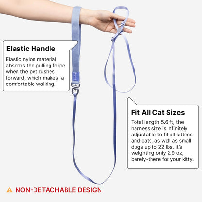 BuddyArmor lightweight purple cat harness laid flat illustrating the figure eight construction.