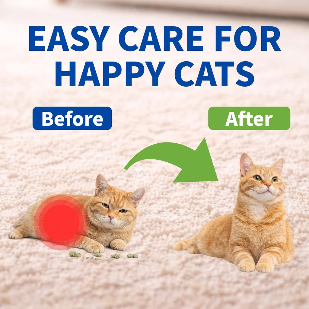Back label of MGZ feline deworming medication displaying instructions for roundworm and hookworm treatment.