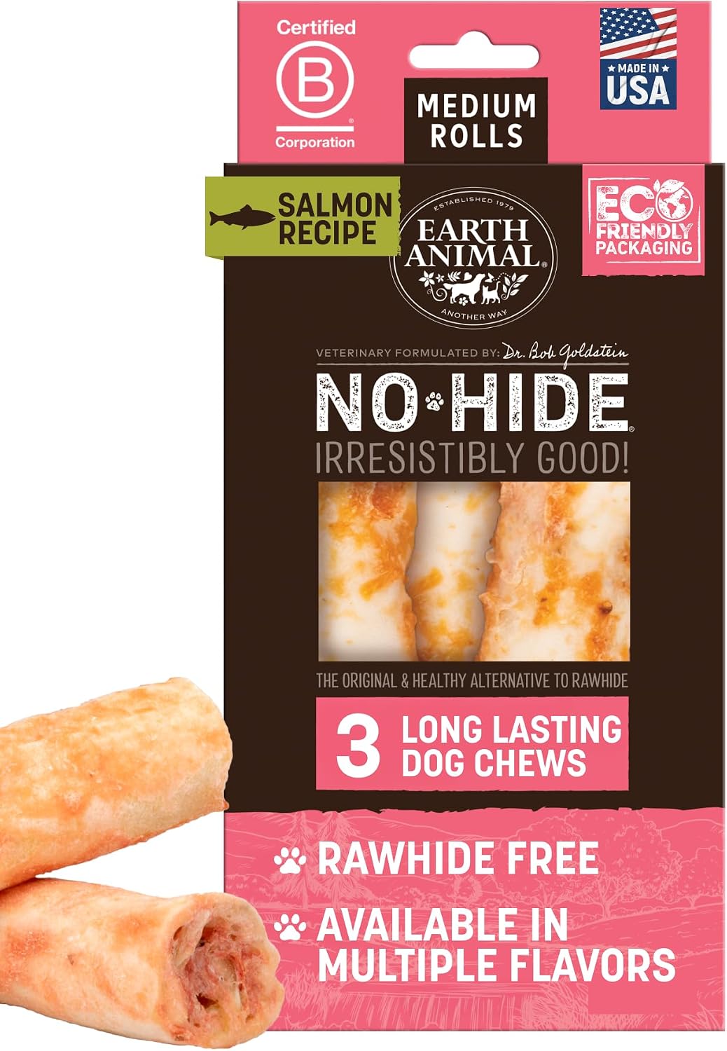 Earth Animal No Hide Chews - from the Grill Rolls Grilled Cheese Vegetarian Flavor Rawhide Free Medium Dog Chews - 3 Count - Image 13