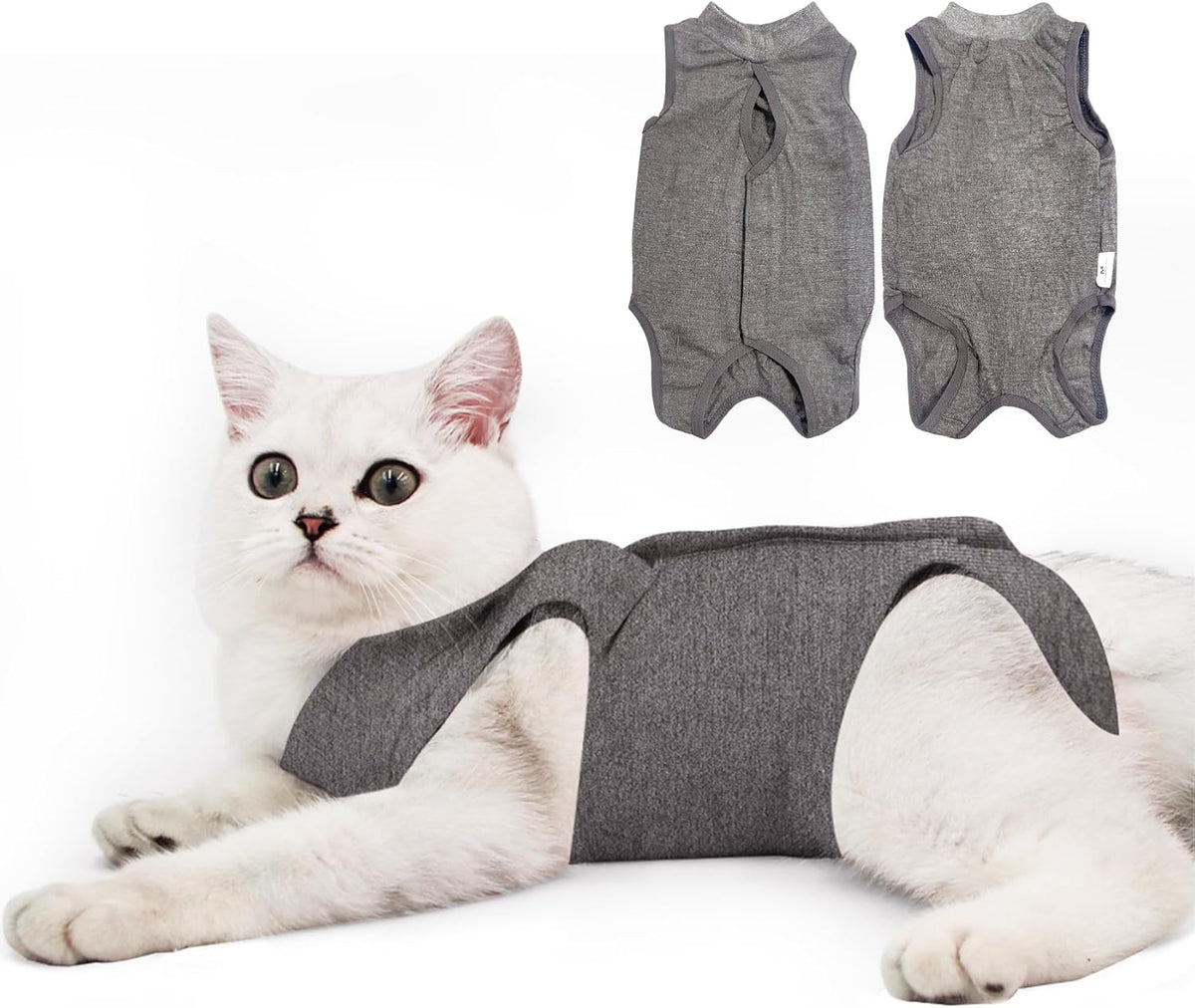 Adjustable neck detail on Doton cat recovery pajama suit