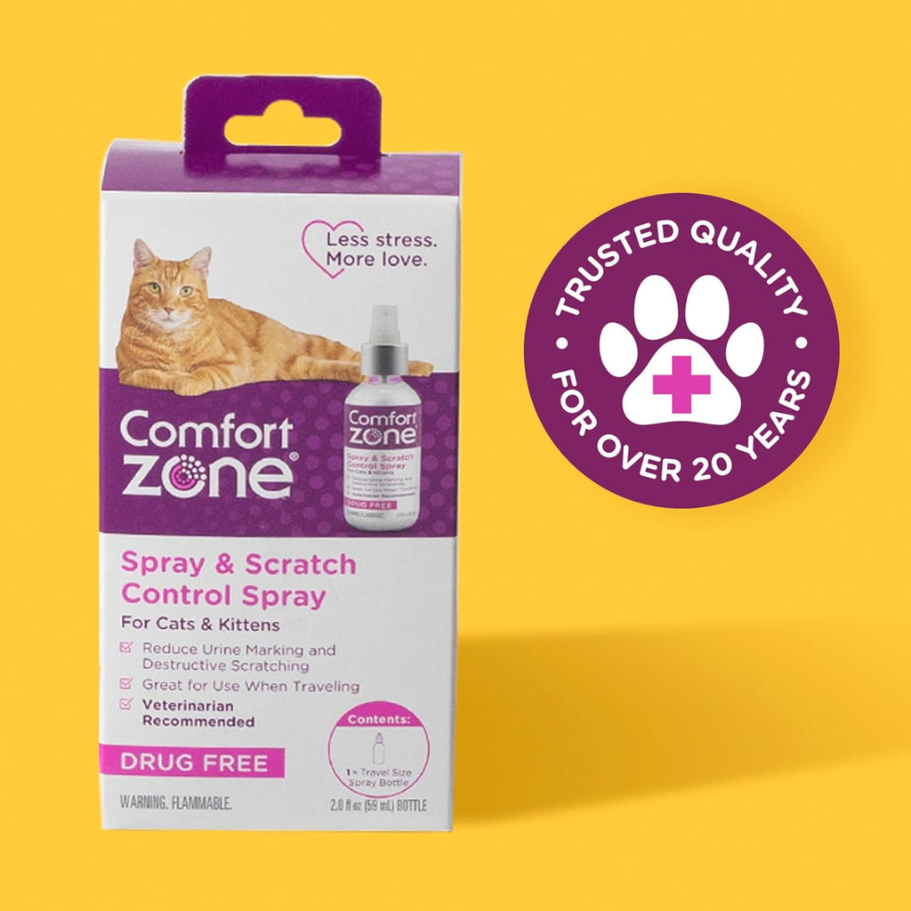 Comfort Zone cat calming spray bottle displayed upright on neutral surface