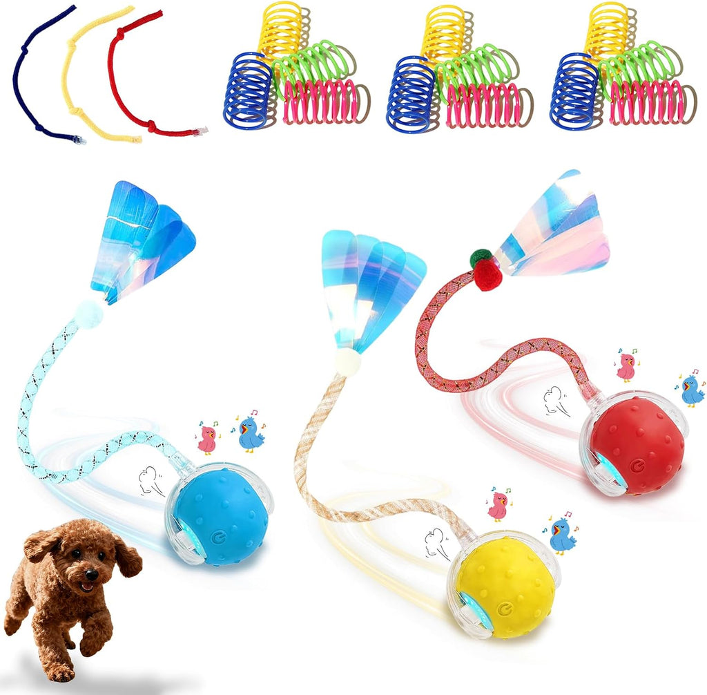 2-Pack Interactive Cat Toys Ball for Indoor CatsDog,Automatic Cat Toy with Smart Obstacle Avoidance&Bird Chirps,Includes 8 Cat Spiral Spring,Cat Enrichment Toys for Indoor Cats(RedBlue) - Image 13