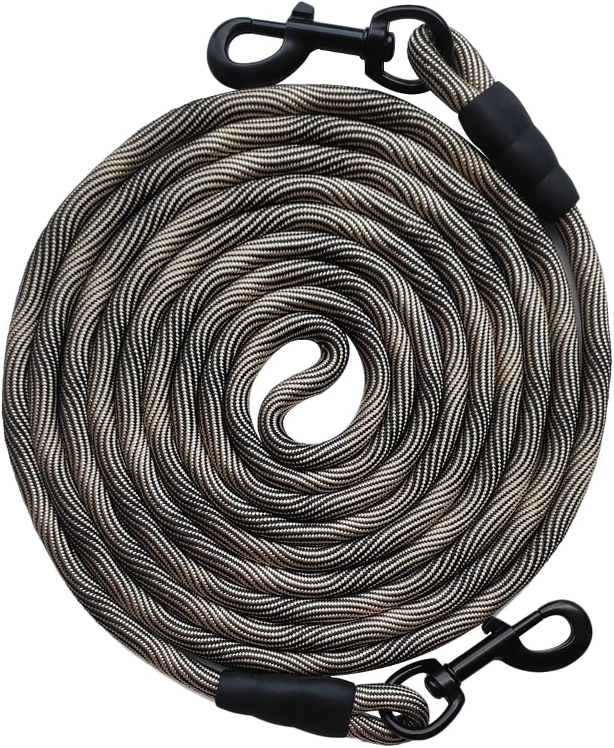 BTINESFUL Dog Tie Out, Check Cord Long Tether Rope Leash, 8ft 12ft 20ft 30ft 50ft 75ft Yard Training Dog Lead - Large Medium Small Dogs Outdoor Playing, Camping, or Backyard (12ft, Orange Black) - Image 15
