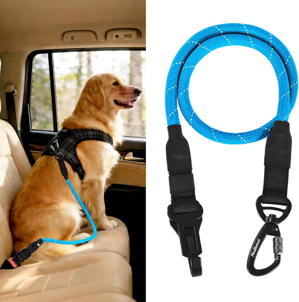 PetBonus Dog Seat Belt for Car, Durable Rope Dog Car Harness Seatbelt for Vehicle, Pet Tether Safety Restraint with Heavy Duty Buckle Hook Latch Lockable Clip for Small Medium Large Breeds (Black) - Image 12