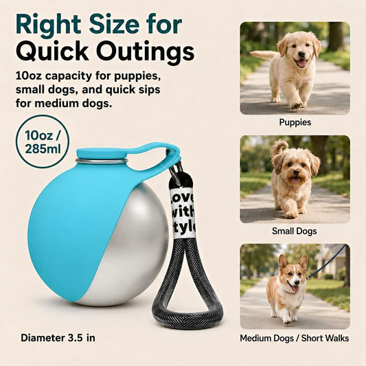 Oplope portable pet travel flask with attached silicone bowl unfolded