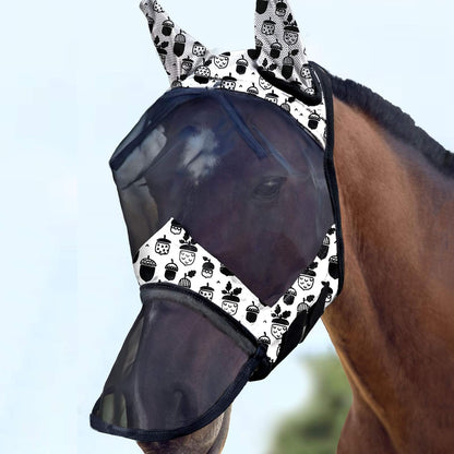 Harrison Howard LumiVista Horse Fly Mask Long Nose with Ears UV Protection for Horse Leopard Print M Cob - Image 11