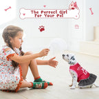 Back view of the polka dot print Clysee pet sundress on a small cat