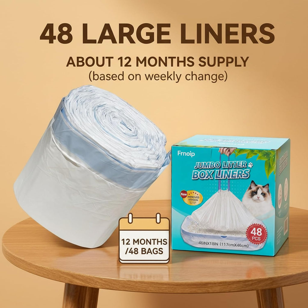 Six rolls of Frnoip forty six by eighteen inches jumbo cat litter liners arranged together