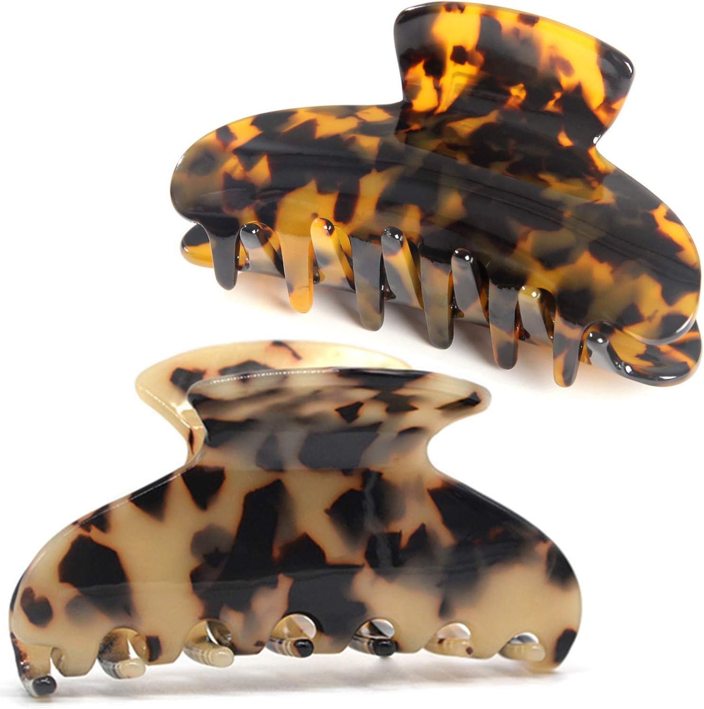 Fsmiling tortoise shell large hair claw clips front view