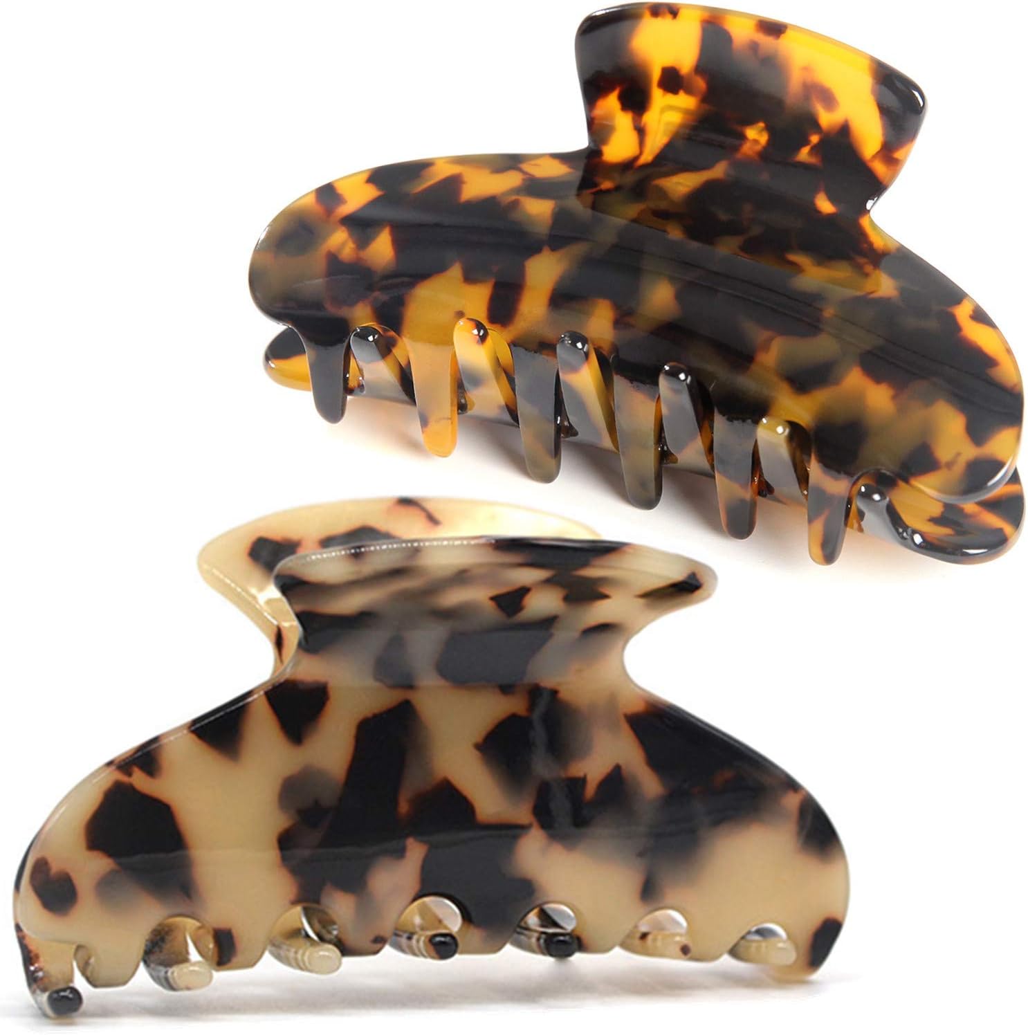Fsmiling tortoise shell large hair claw clips front view