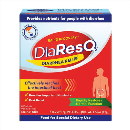 DiaResQ Diarrhea and Immune Support Colostrum Drink Mix 6 count pack front view
