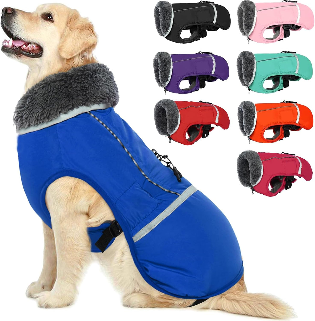 Rear view of Qbleev dog jacket showing hind leg straps