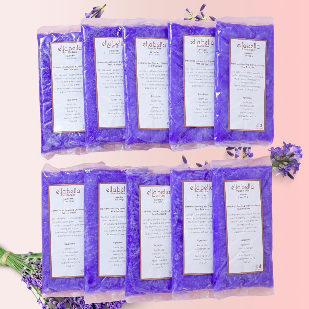 Ella Bella Paraffin Wax Refill Lavender front view showing the product packaging for therapeutic hand and foot baths.