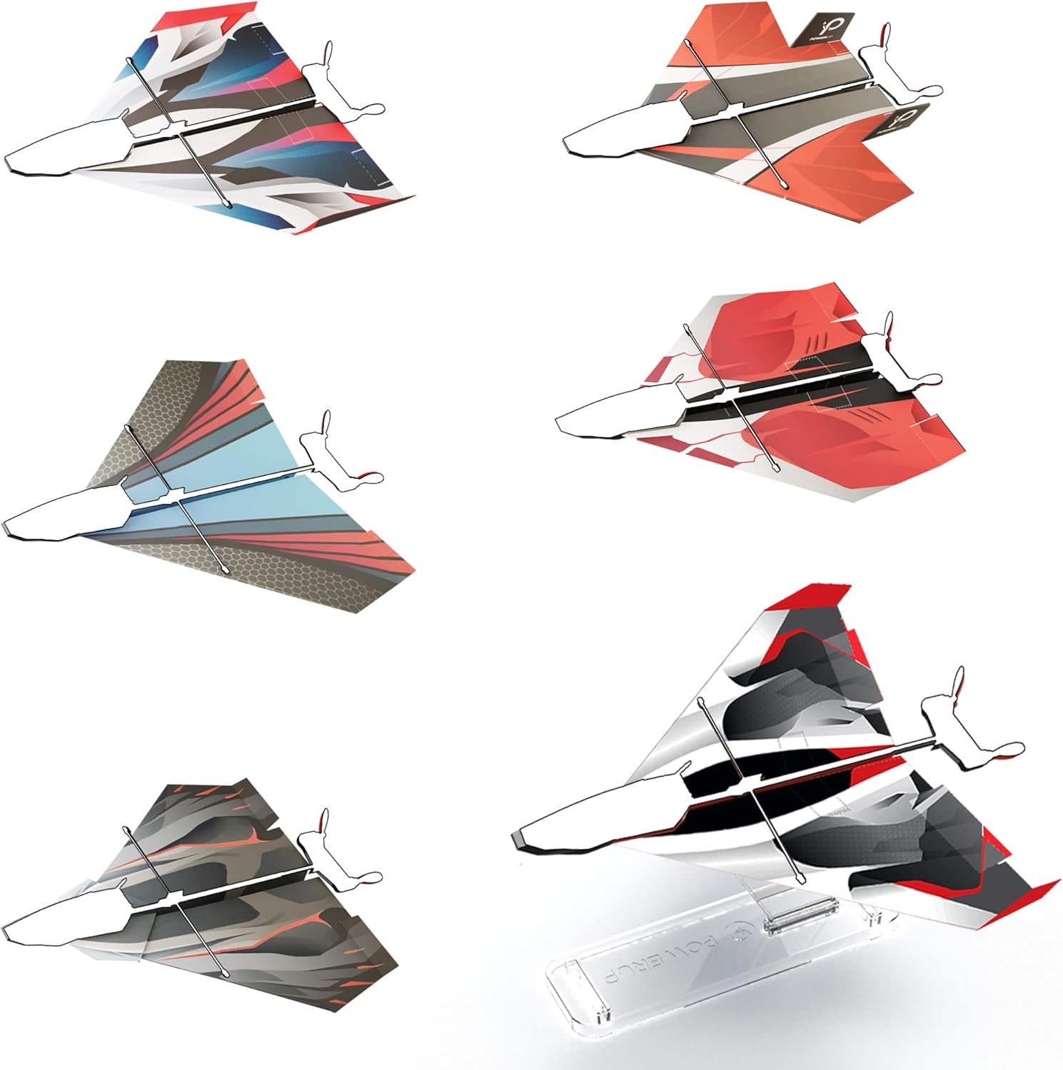 PowerUp Paper Airplane Design Templates front packaging view showing colorful printed folding sheets.