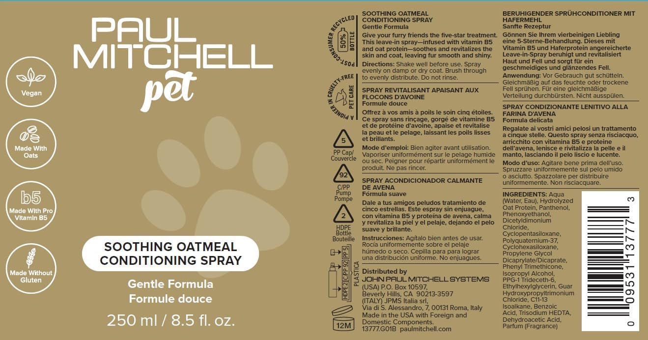 John Paul Mitchell Systems oatmeal conditioning spray for dogs close up