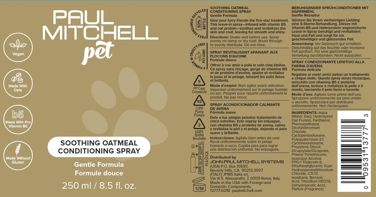 John Paul Mitchell Systems oatmeal conditioning spray for dogs close up