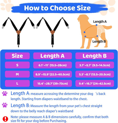 No choke safety design pet diaper keeper straps showing three point webbing