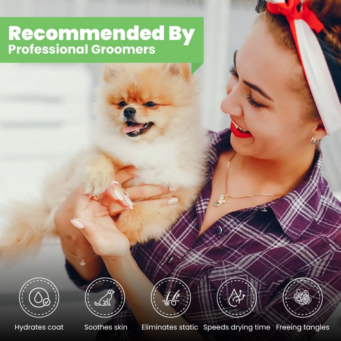 Hydrating pet grooming spray with silk protein for shiny animal fur