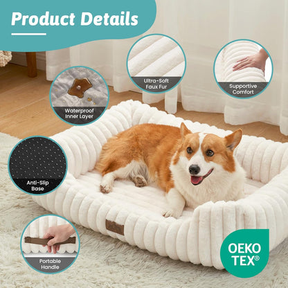 Side profile showing raised rim support of dog bed