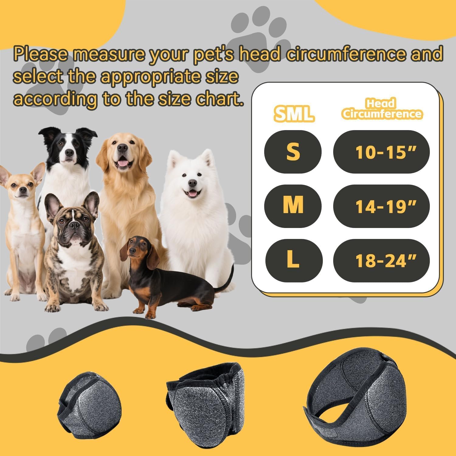 Adjustable dog ear wrap for anxiety relief