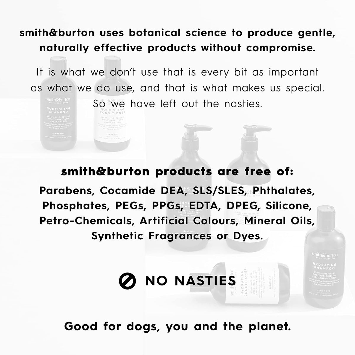 Luxury pet grooming conditioner back label with natural ingredients