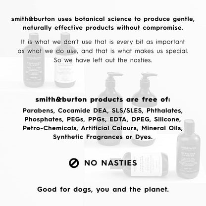Luxury pet grooming conditioner back label with natural ingredients