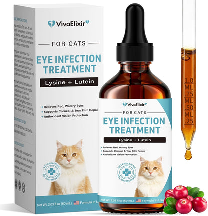 VivaElixir Cat Eye Infection and Vision Care Support liquid supplement bottle front view for feline eye health