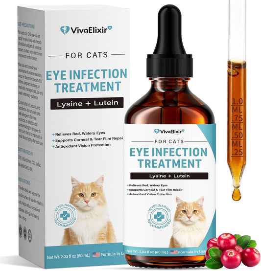 VivaElixir Cat Eye Infection and Vision Care Support liquid supplement bottle front view for feline eye health