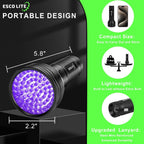Escolite handheld ultraviolet light checking hotel bathroom cleanliness.