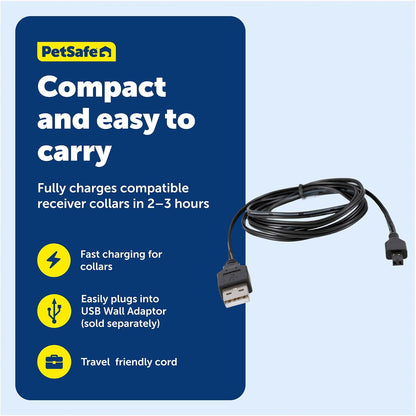 PetSafe wireless fence replacement charger showcasing the durable black cable construction.