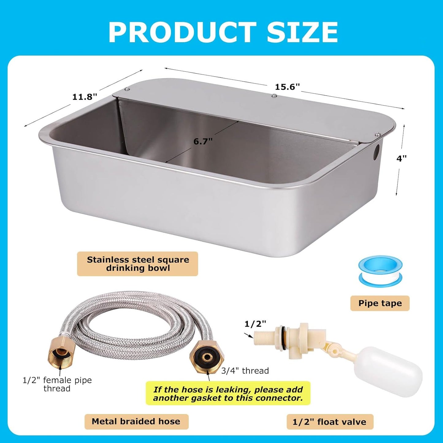 ZHEQOGZH automatic pet drinking bowl setup guide showing float valve assembly