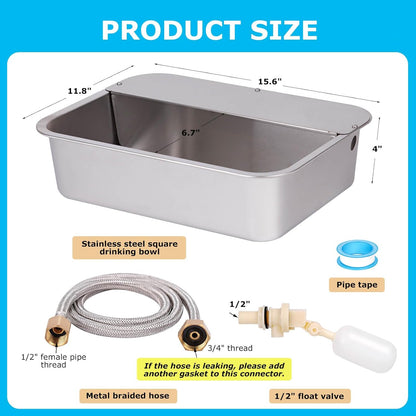 ZHEQOGZH automatic pet drinking bowl setup guide showing float valve assembly