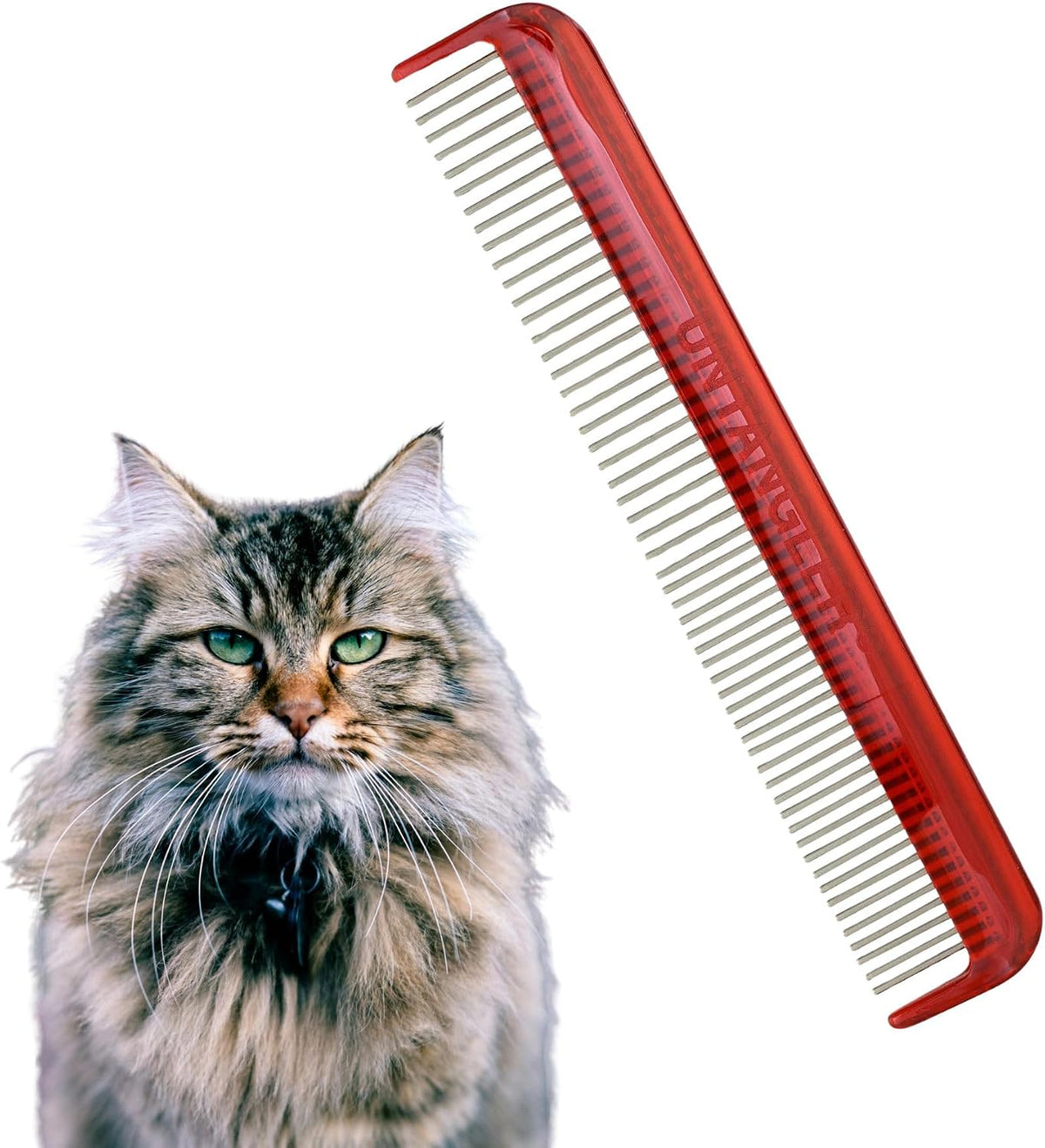Cat Comb with Silky Smooth Rotating Teeth - Clears Mats Gently (5" Ultra Fine Teeth; 7" Dual Teeth) (White, 5") - Image 11