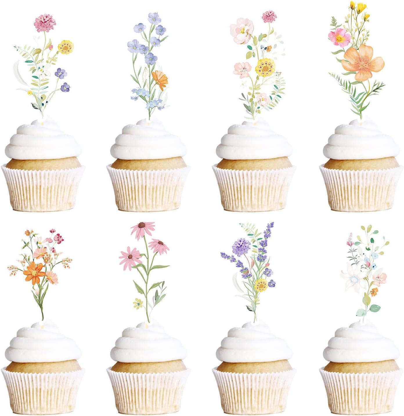 Rngmsi wildflower cupcake toppers set front view for garden party